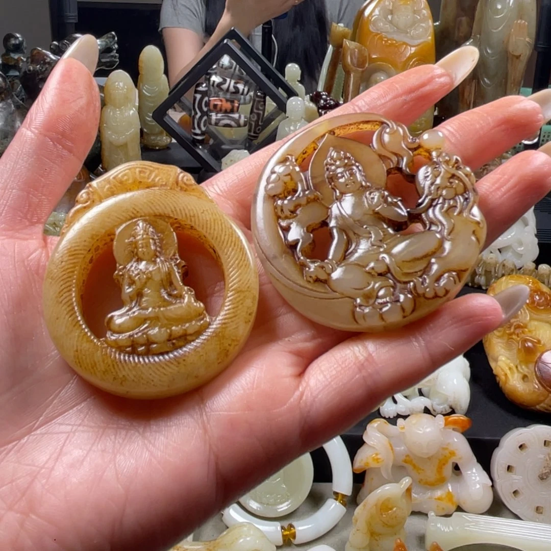 锦***程和田玉未镶嵌挂件