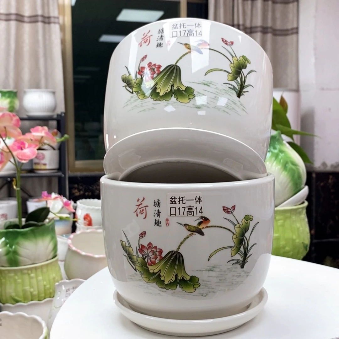 @夏西陶瓷花盆@@荷花