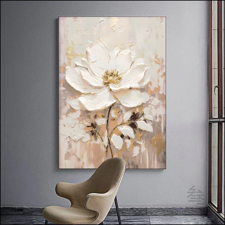 玉兰花开沙发背景墙玄关走廊装饰画餐厅挂画卧室挂画手工成品砂岩