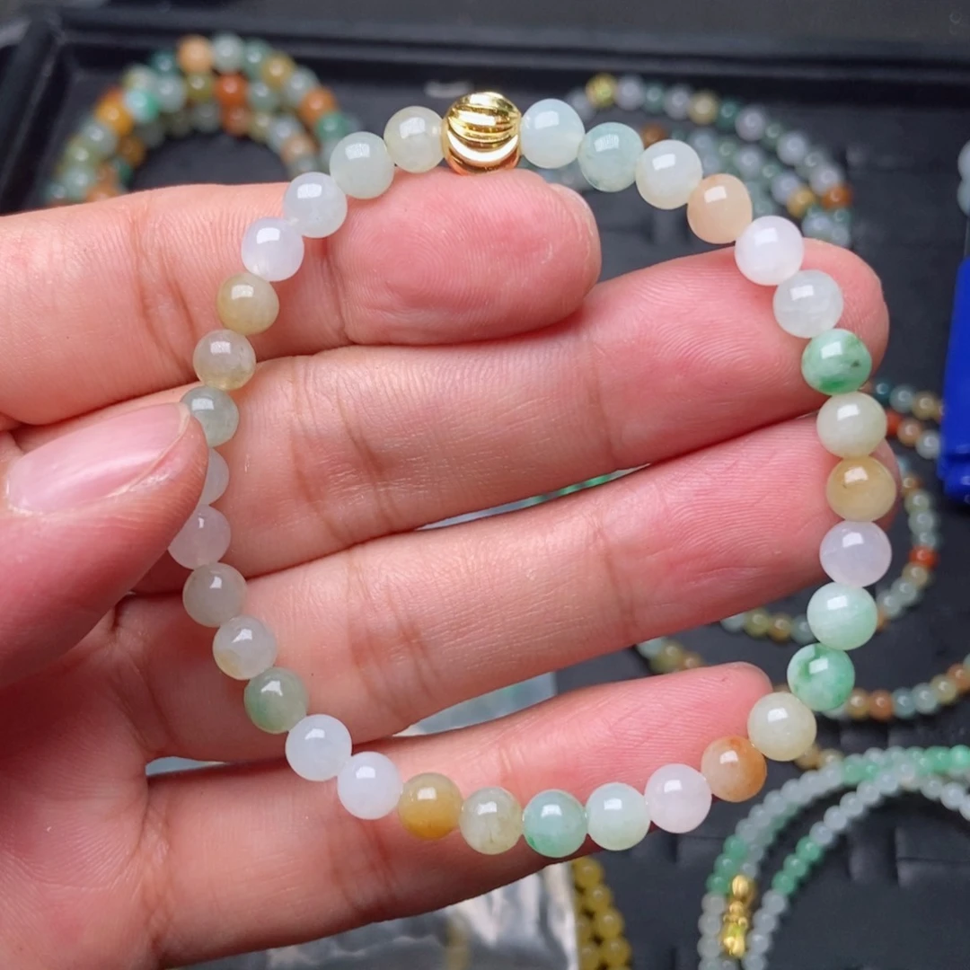 定制翡翠未镶嵌红*手链