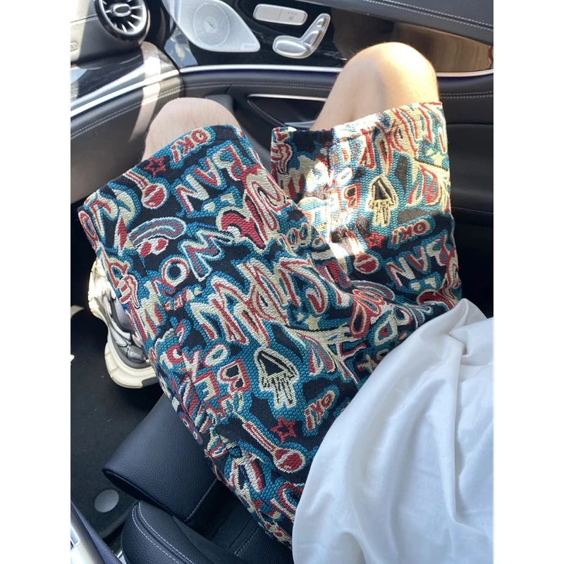 夏威夷民族风短裤男女夏季潮牌运动裤子ins宽松休闲沙滩五分裤潮