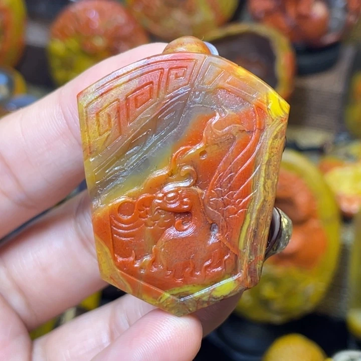 玛瑙/玉髓未镶嵌珠宝奇石北票仿古龙凤盾牌