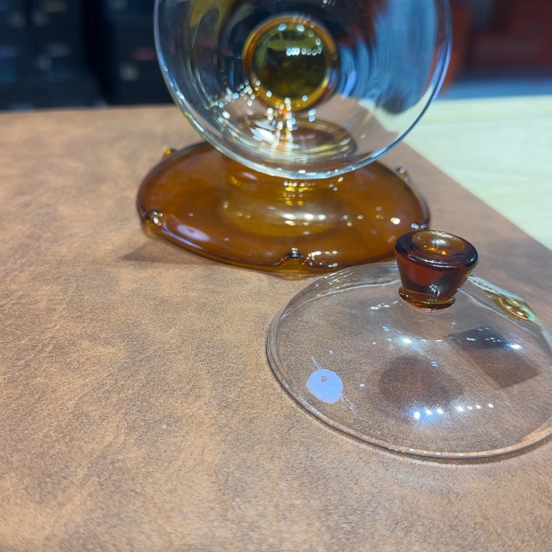 禾器荷叶盖碗琥珀色