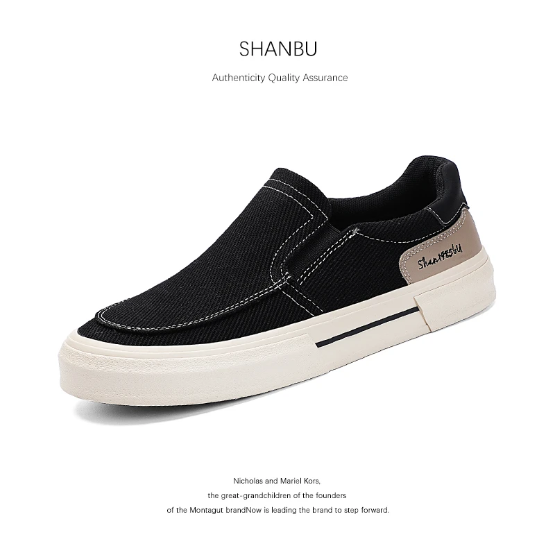 ShanBu/闪步25803秋季新款男鞋时尚百搭潮流休闲布鞋低帮透气板鞋