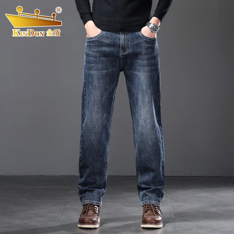 秋季新款男士修身百搭商务直筒长裤休闲高端舒适弹力牛仔男裤子