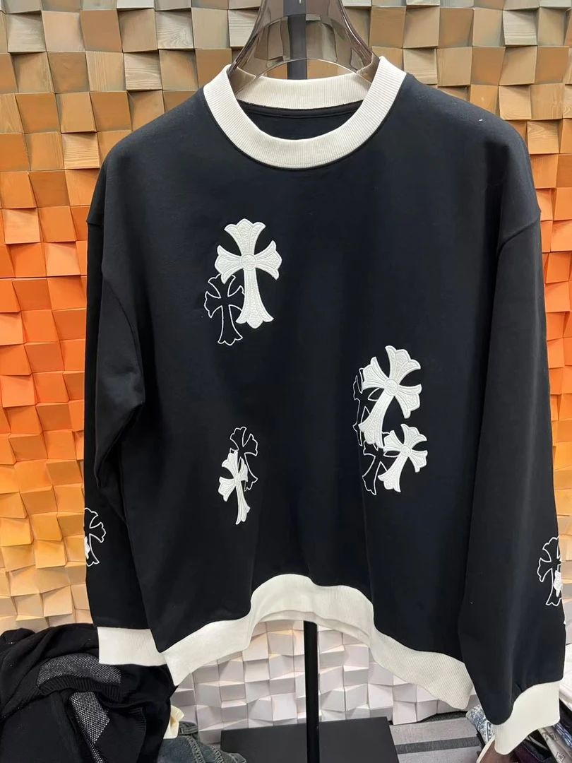 美式高级感轻奢圆领休闲百搭卫衣男女同款2260