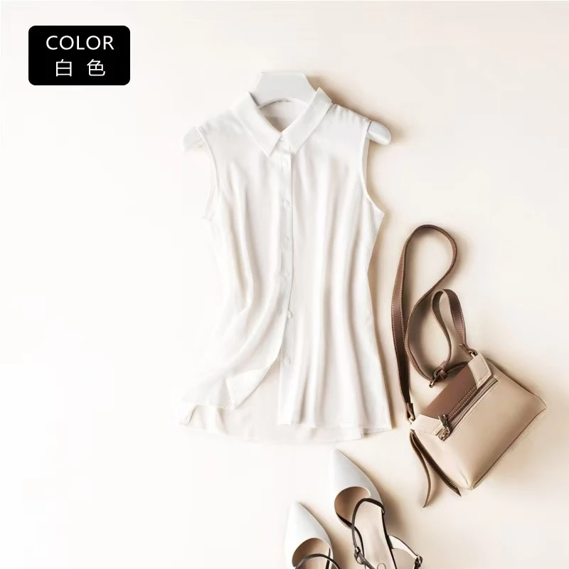 无袖 桑蚕丝衬衫 简约百撘气质时尚