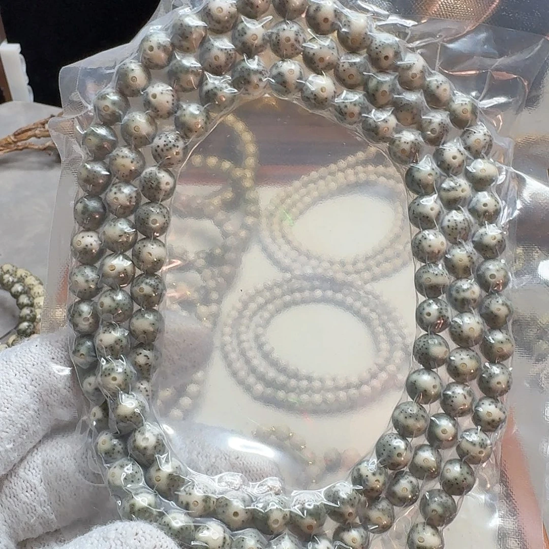 小***虎手串星月菩提石玉料9/9青花大眼睛圆珠多圈