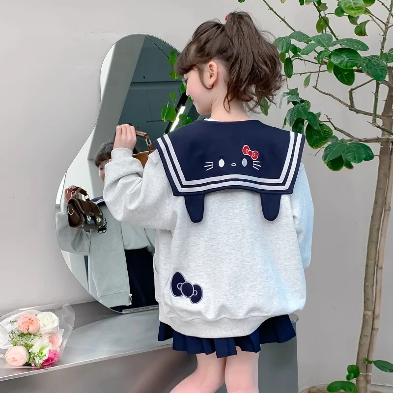 女童外套春装2025新款洋气时髦大童海军领上衣夹克开衫春秋季儿童