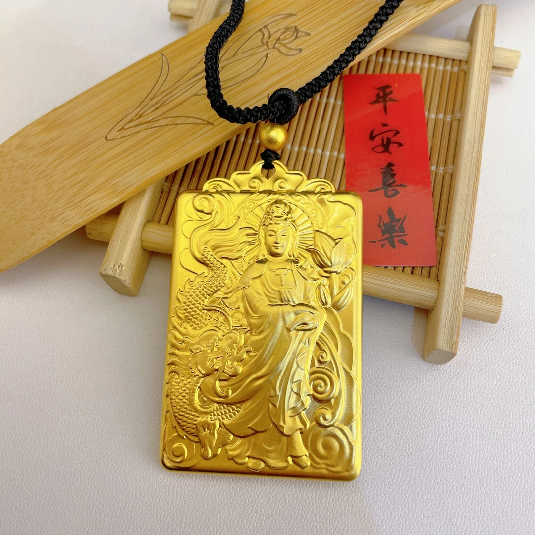 合金吊坠 玉龙观音实心吊坠大气传承金色