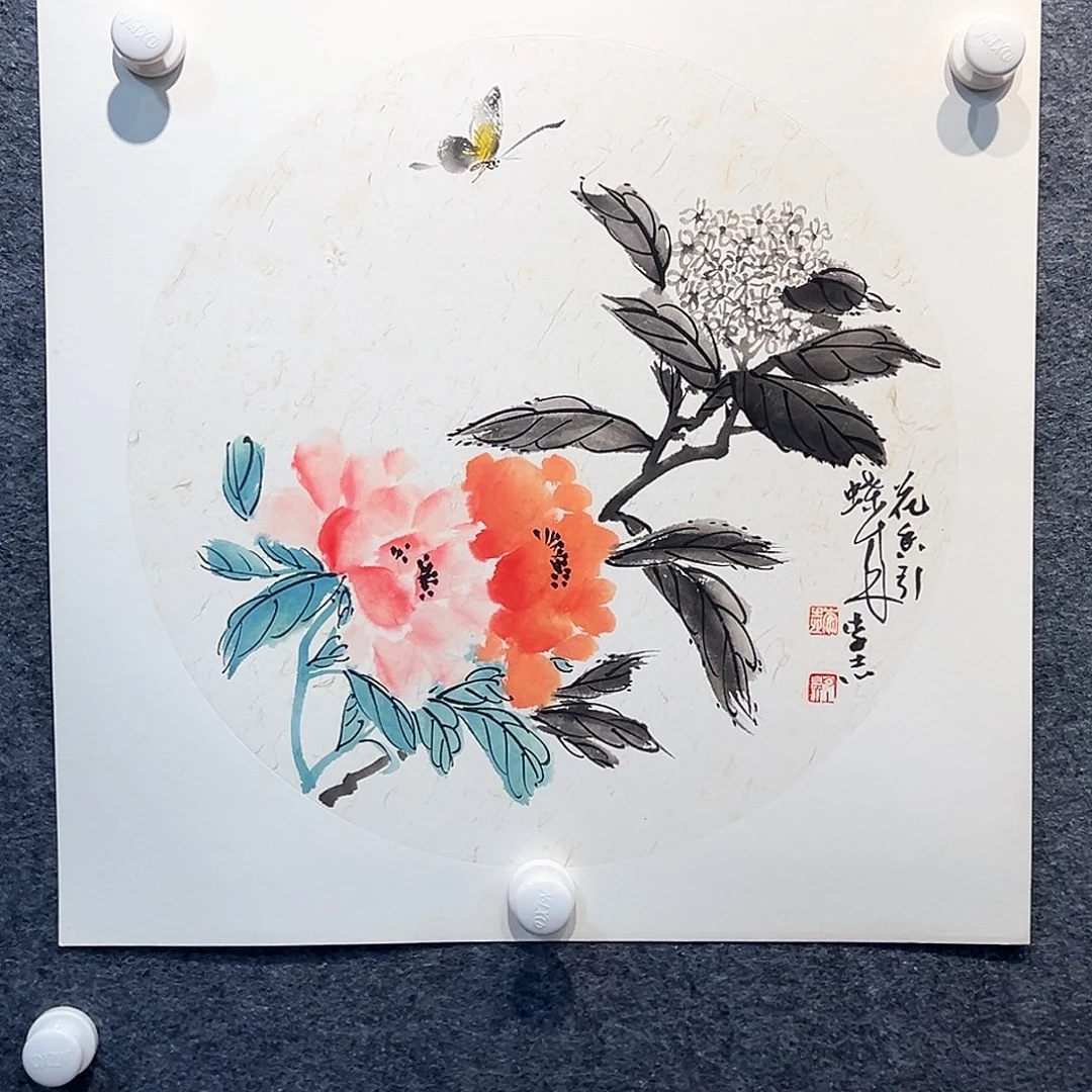 国画纯手绘画心原创作品