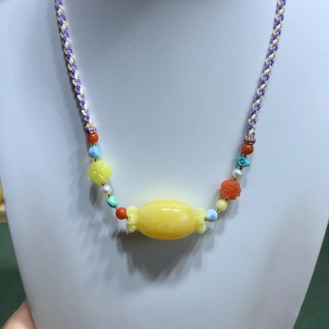 琥珀颈饰未镶嵌锁骨链