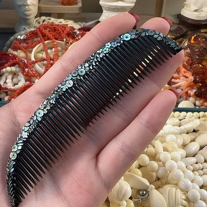 琉璃纯铜合金帽螺钿梳子