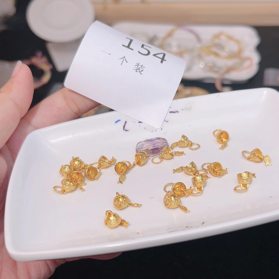 水晶珠宝半成品银S925镀金镶嵌154