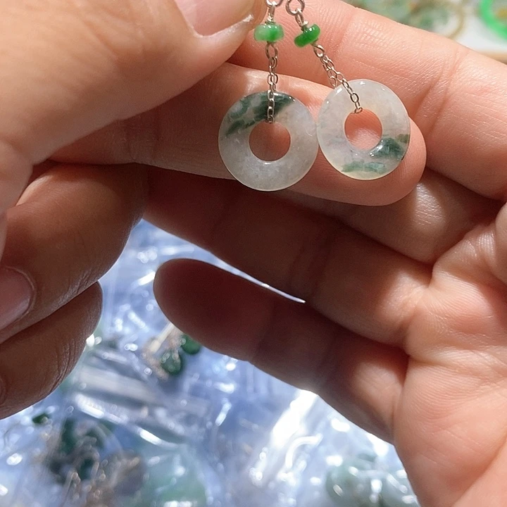 翡翠银S925镶嵌耳饰41号
