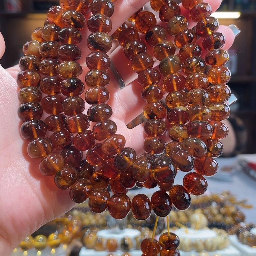 雷***帅琥珀未镶嵌手链11m血蜜