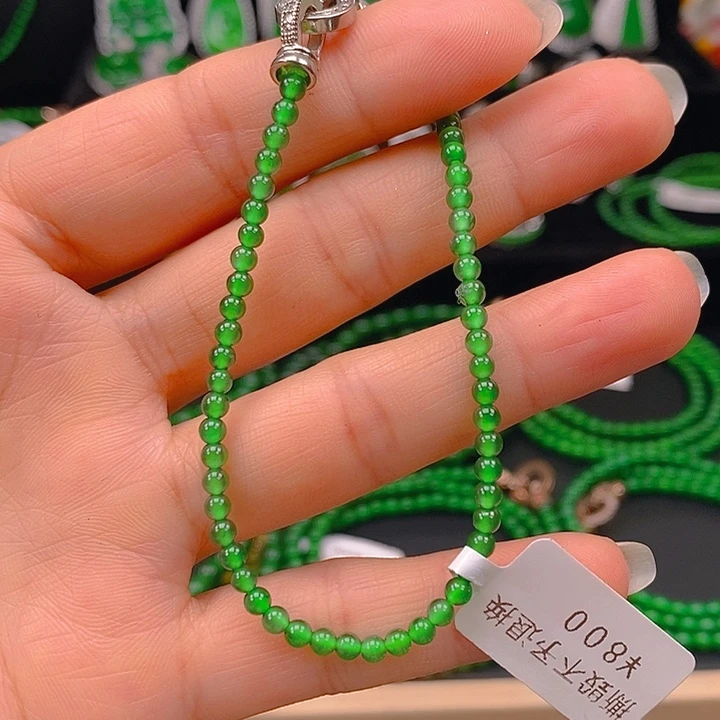 翡翠未镶嵌耳饰天然A货翡翠手链卡3