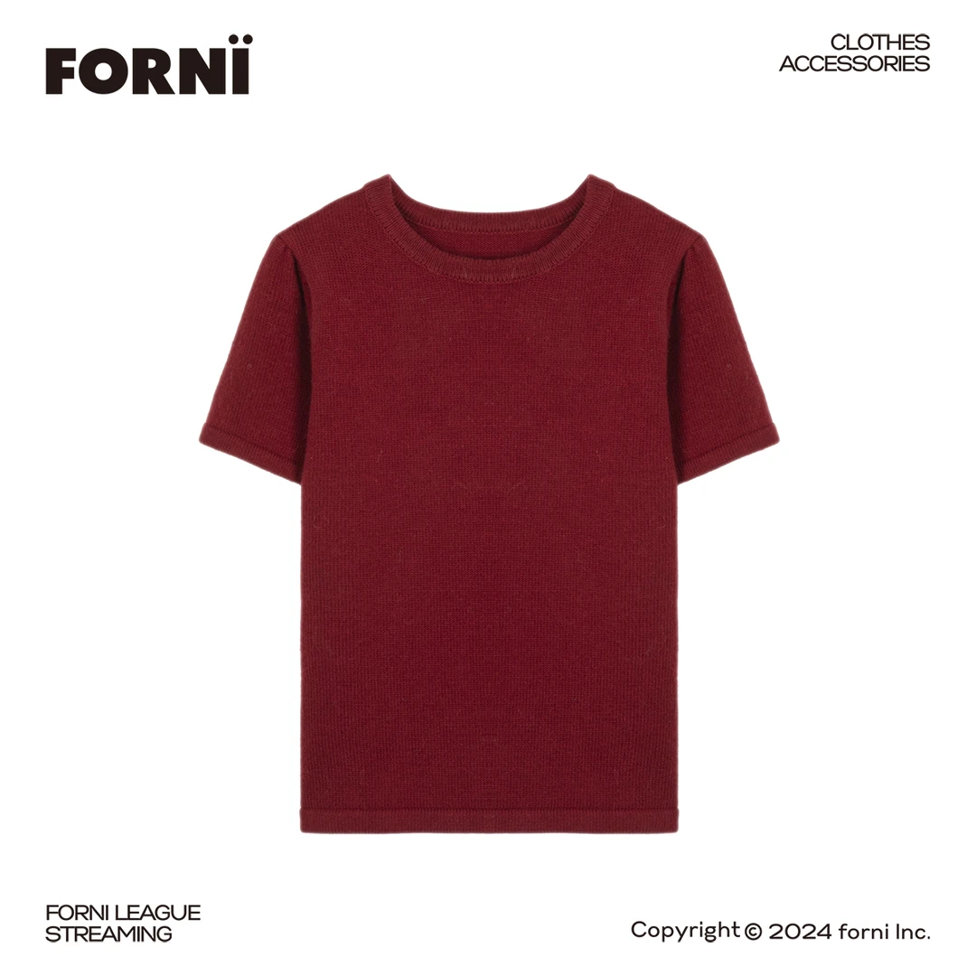 FORNI × YOYO 洋红情书 ins时尚兔毛绵羊毛正肩针织T恤毛衣针织衫