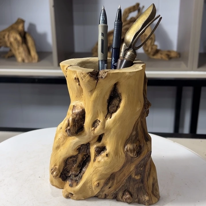 木石榴木榴疤茶桶笔筒