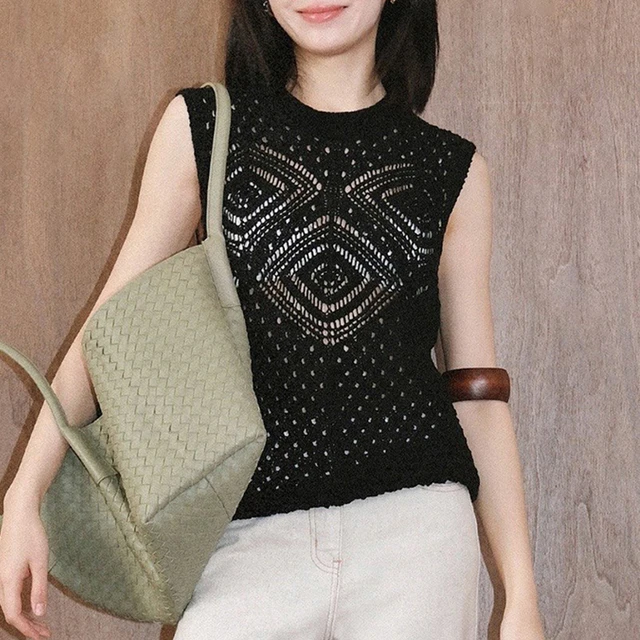 韩系chic复古风黑色圆领马甲背心吊带女夏季款设计感优雅轻奢上衣