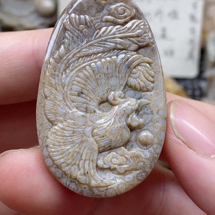 颈饰未镶嵌硅化珊瑚（珊瑚玉）