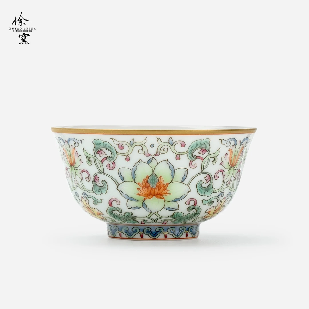 徐窑  宝相花清韵杯  粉彩手绘瓷景德镇高端手工品牌主人杯送礼瓷