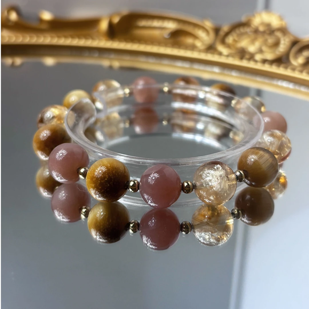 【财财】天然虎眼石➕橙月光➕天然净体白水晶