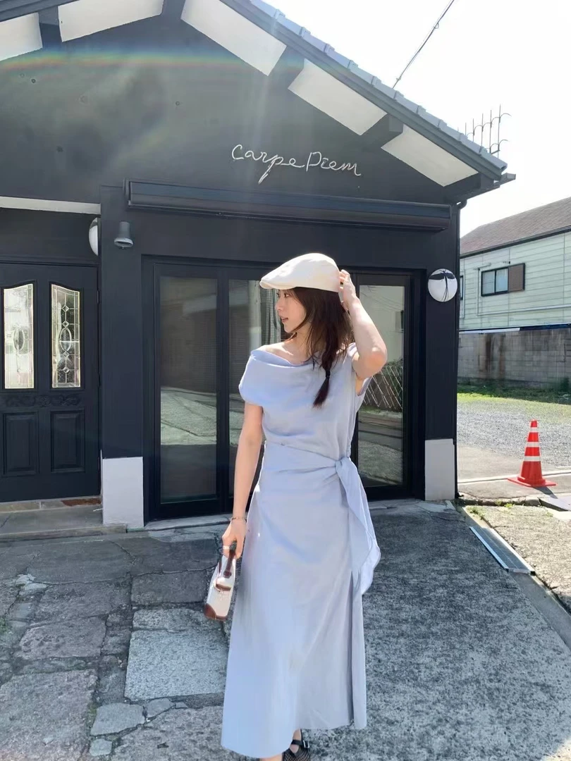 气质垂感拼接显瘦设计感连衣裙
