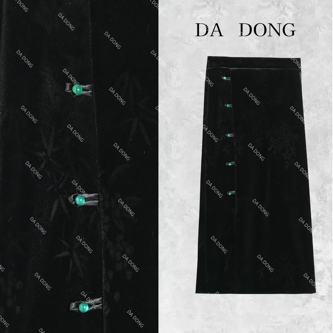 喜上眉梢--新中式国风气质时尚洋气秋冬显瘦百搭中长款加绒半身裙