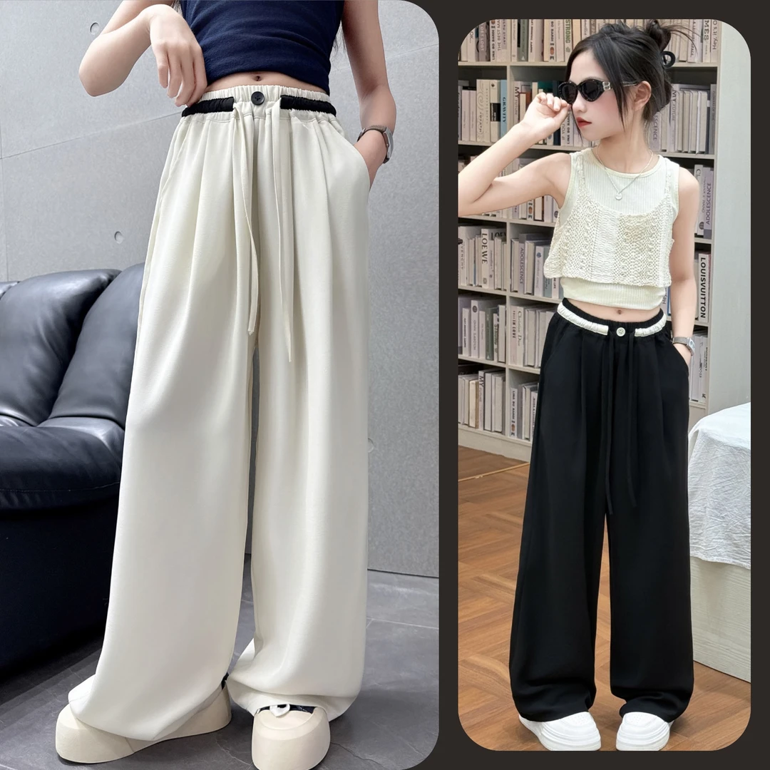 女童夏季薄款直筒阔腿休闲裤中大童儿童6-12岁2025洋气潮款长裤