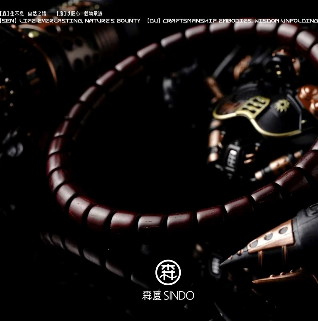 【森度SinDo】ZT067 印度小叶紫檀5.5*6.3竹节桶单圈手串 无胶无蜡