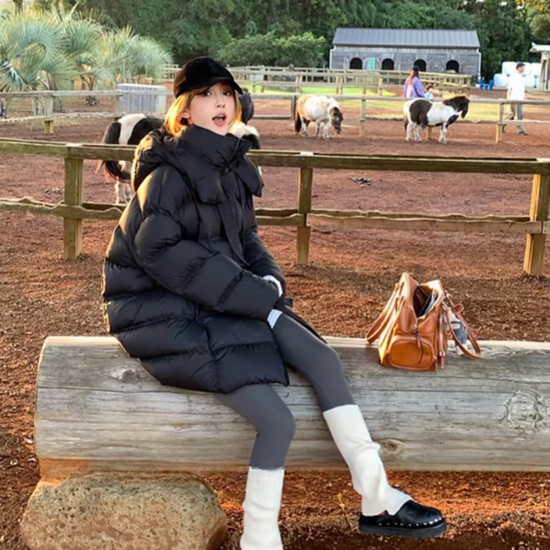 泡芙云朵羽绒服冬季保暖中长款可脱卸帽子保暖女款外套