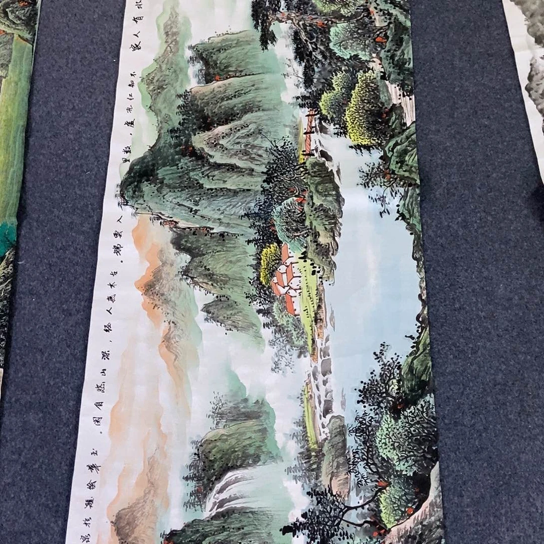 国画小六尺绿水一幅