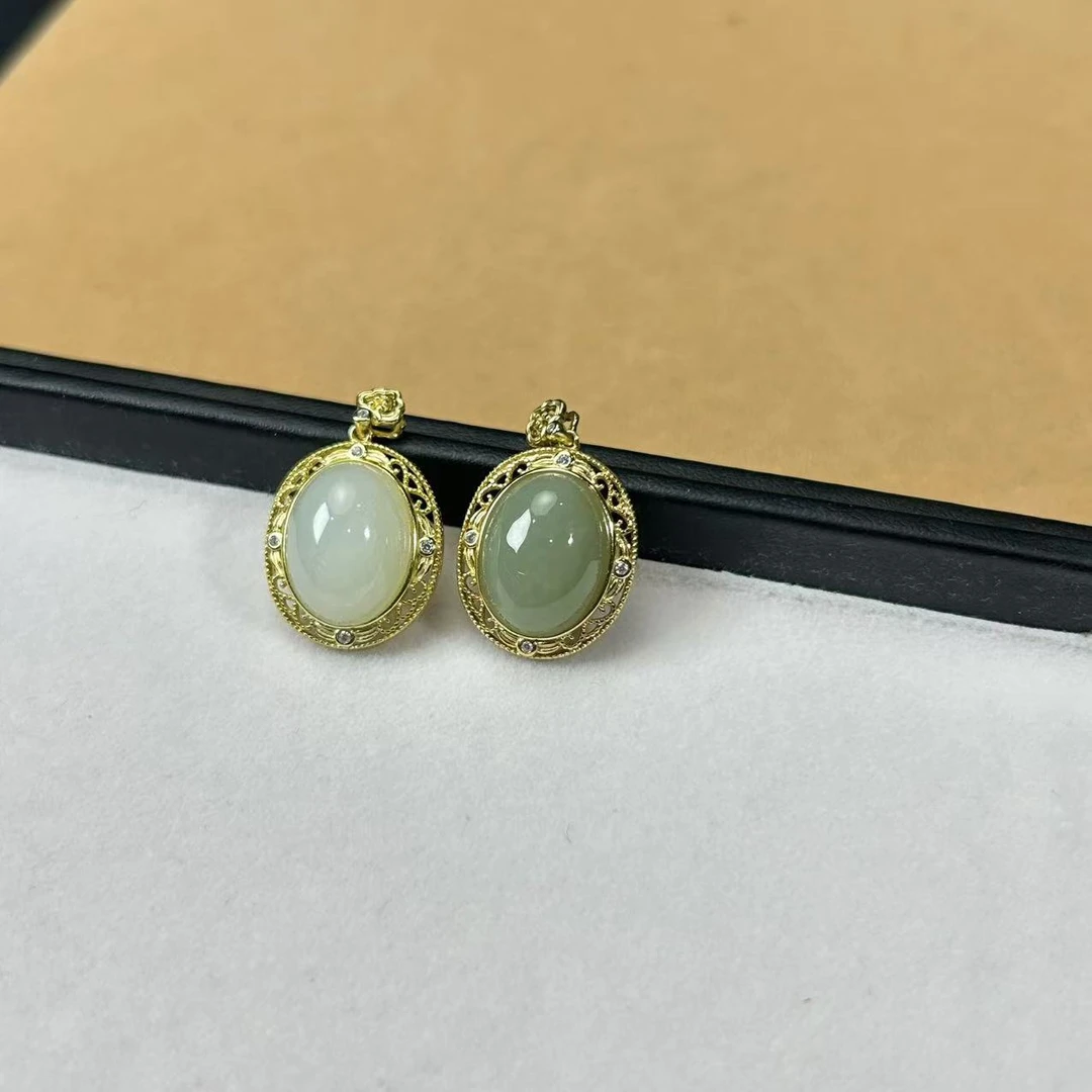 【缺货】S925和田玉圆牌吊坠多样性发一/有瑕 16*12*7* V0091