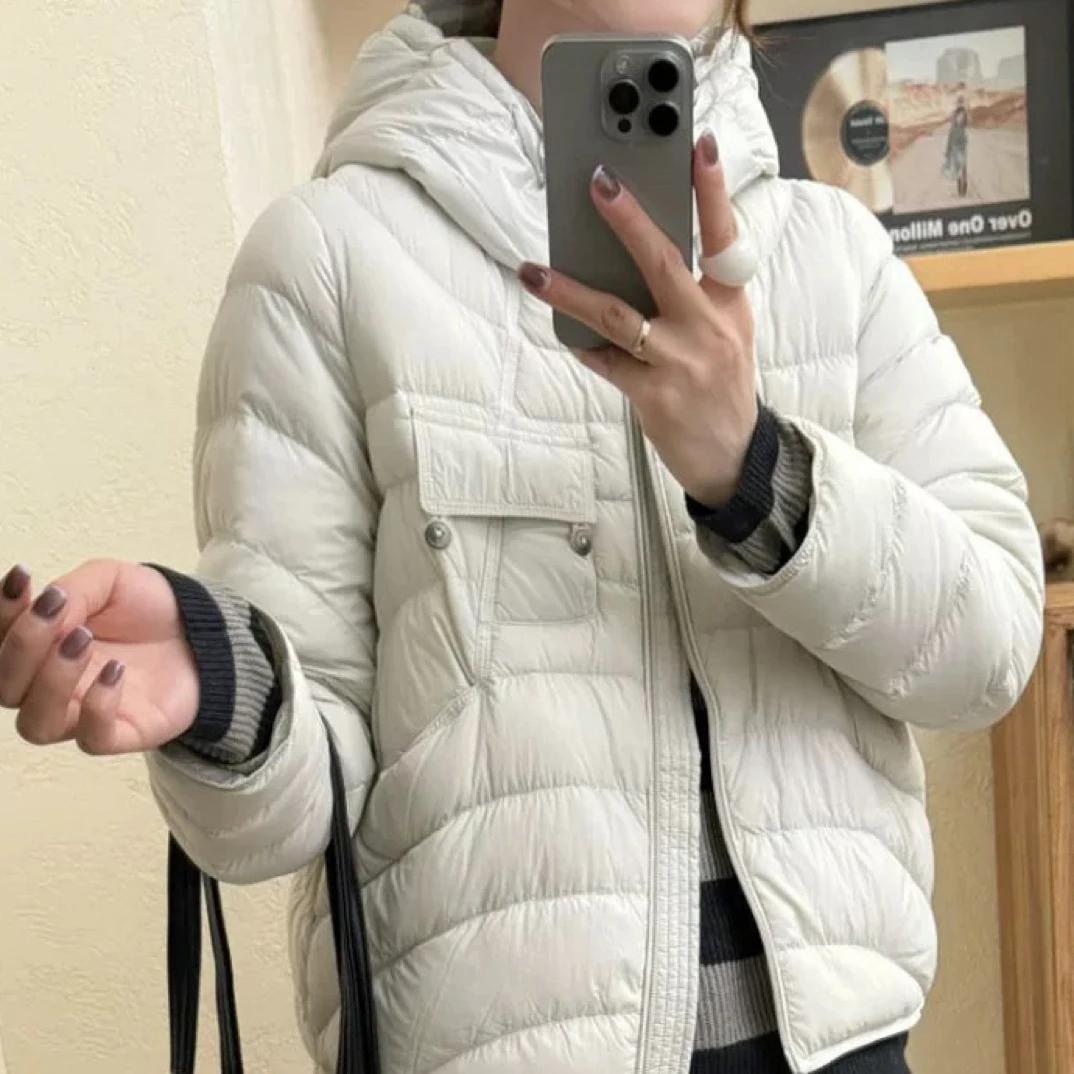 25ED9715【蛋娘专属】秋冬新款短款羽绒服韩版连帽白鸭绒保暖外套