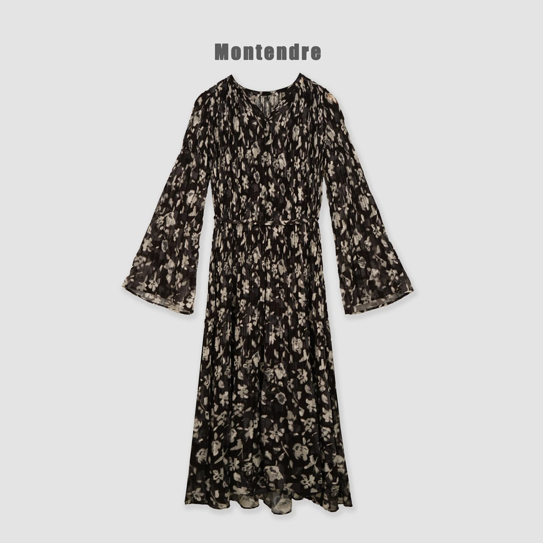 【MonTendre】夏季新款 C 法式碎花长裙气质时尚高腰显瘦设计师连衣