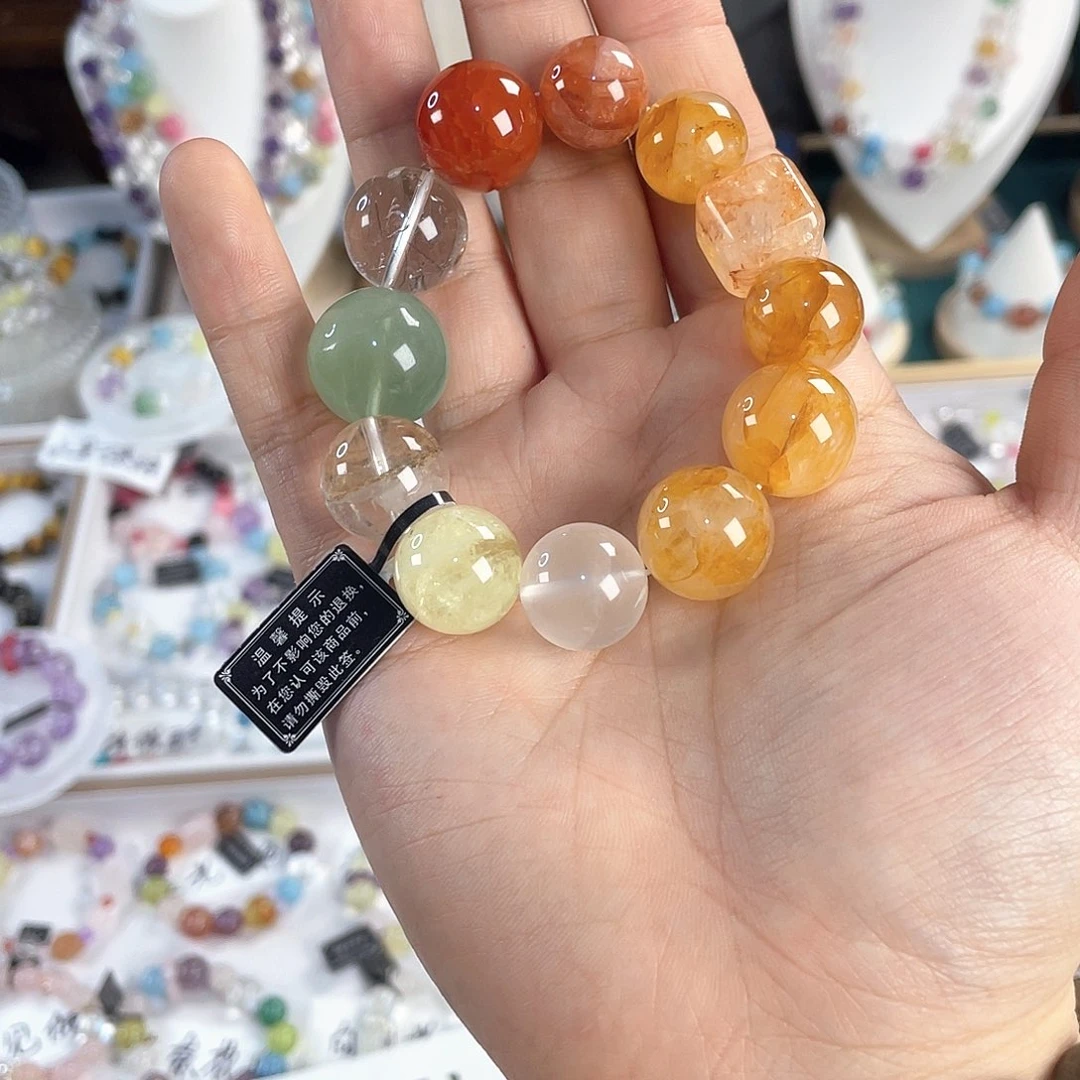 水晶手链银S925镀金镶嵌