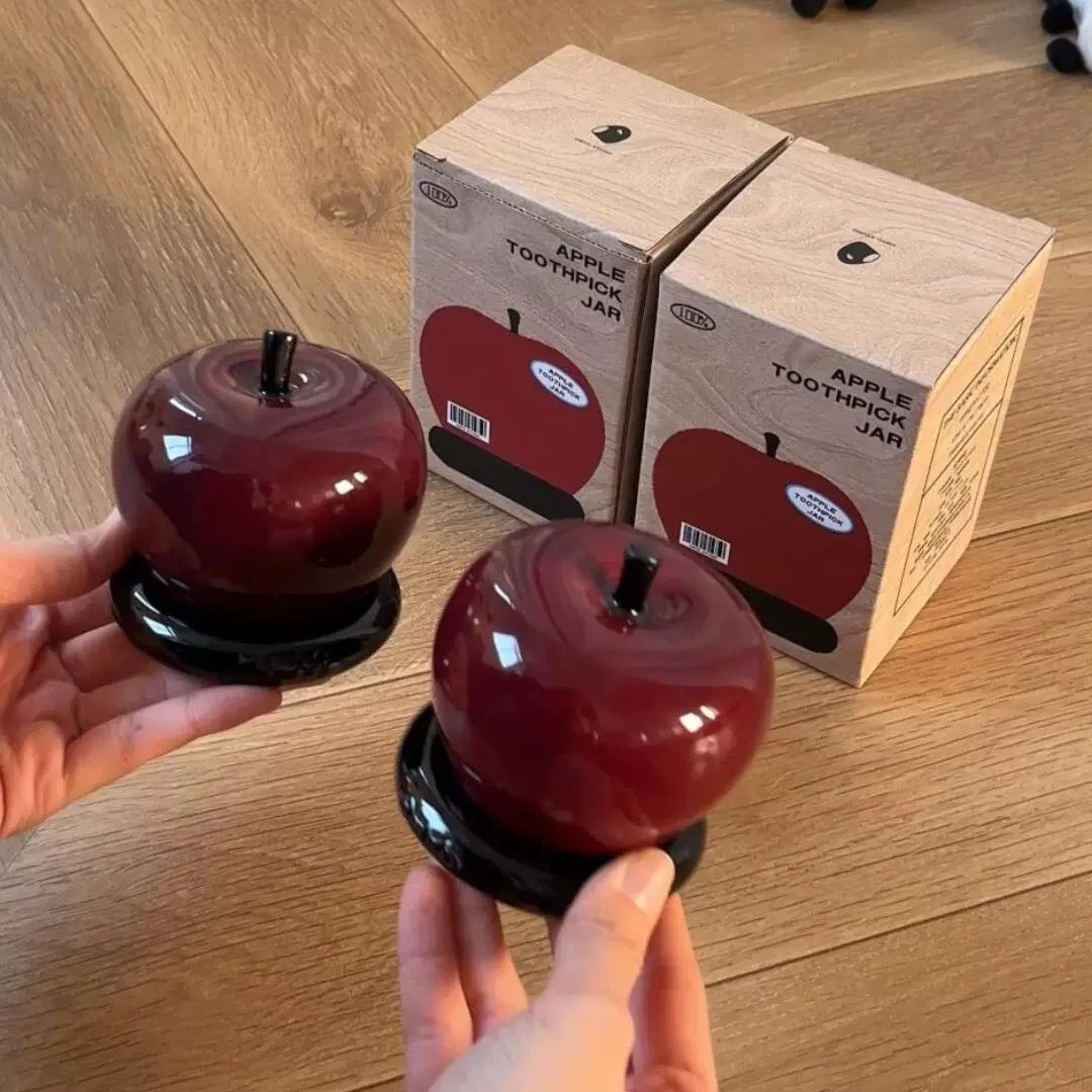 新款桌面陶瓷罐牙签筒苹果造型礼物收纳摆件2025年创意白色家用