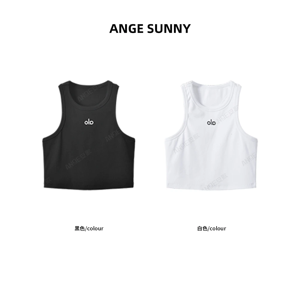 ANGE SUNNY【经典运动背心】字母印花无袖打底衫 时尚新款