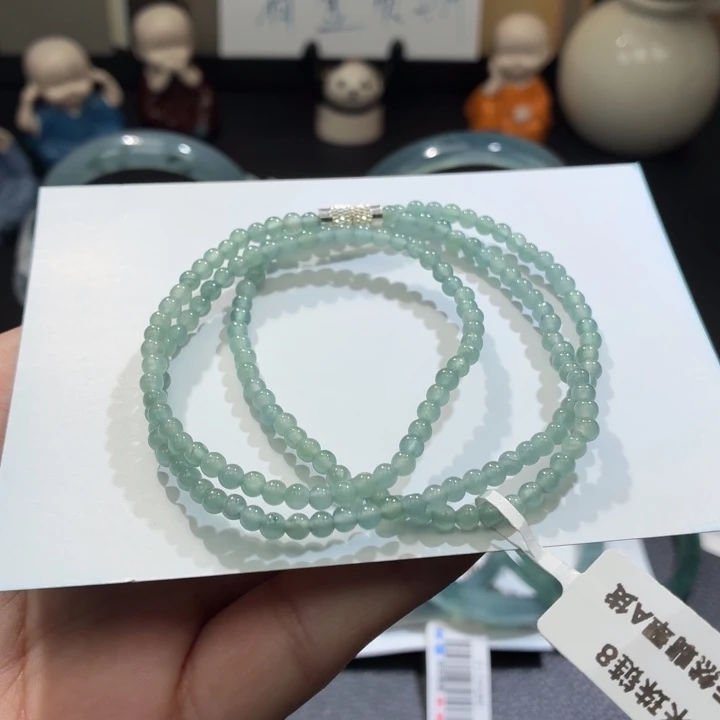 翡翠未镶嵌手链冰蓝小米珠
