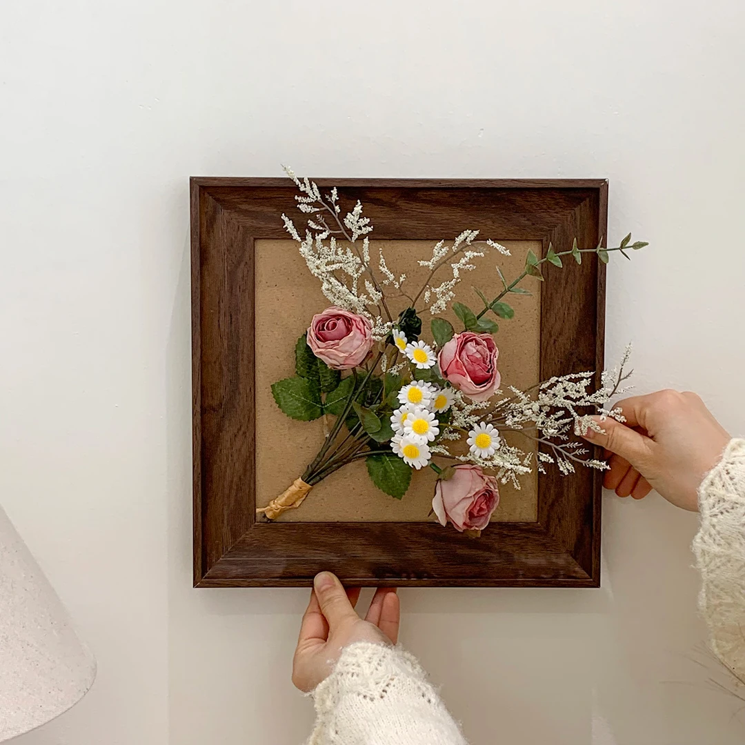 ins风复古玫瑰仿真花假花相框i家居客厅玄关花艺摆件装饰干花画框