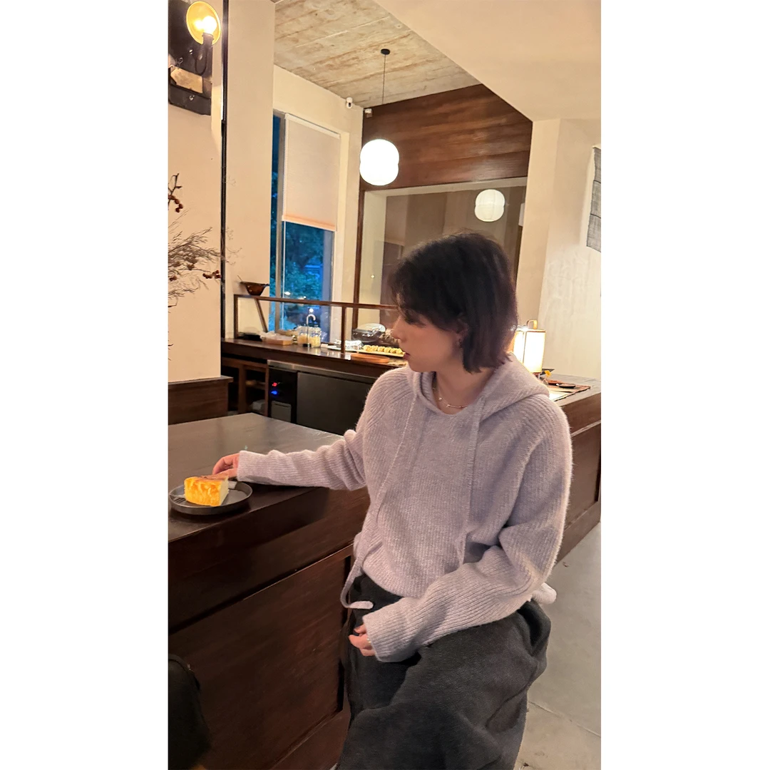 苏安家｜“暖绒连帽毛衣” 定染纱线含羊毛软糯蓬松长袖套头毛衣