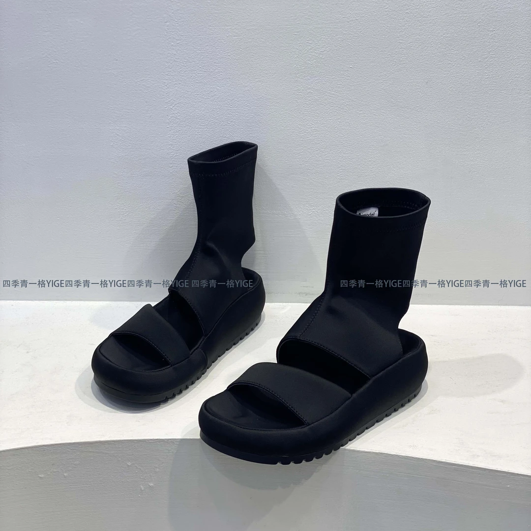 YG欧货走秀款露趾凉靴女2025夏季新款百搭舒适休闲百搭厚底瘦瘦靴