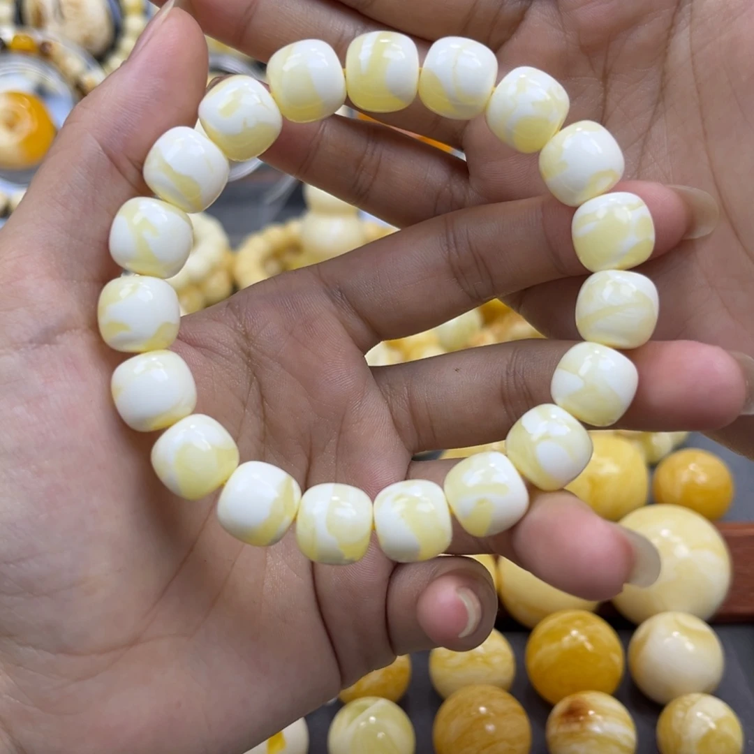 琥珀未镶嵌手串同料老型手串12mm