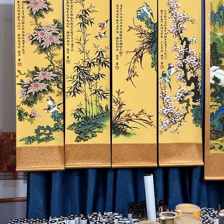 手工装裱国画作品