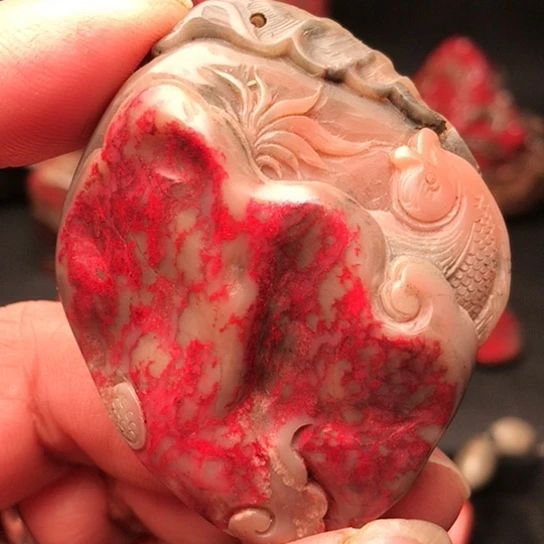 昌化石昌化鸡血石挂件