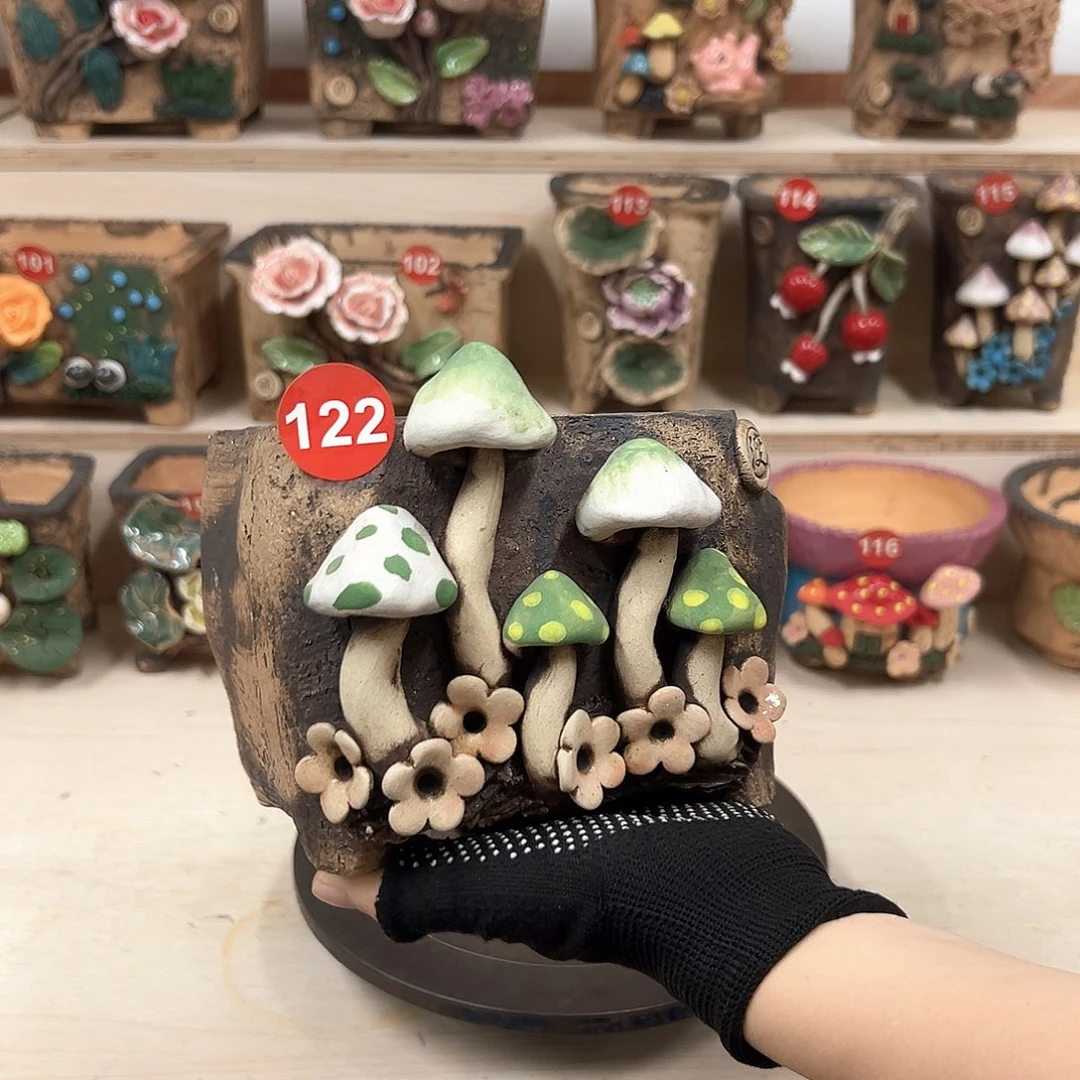 紫砂花盆122号内口13高12