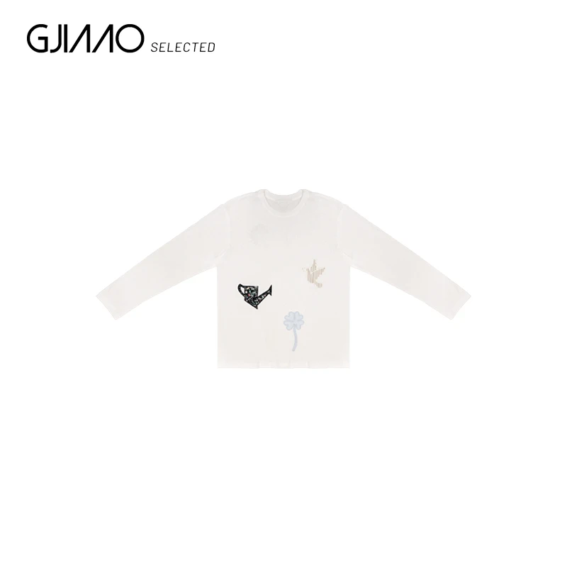 1532 刺绣花瓶字母鸽子T恤