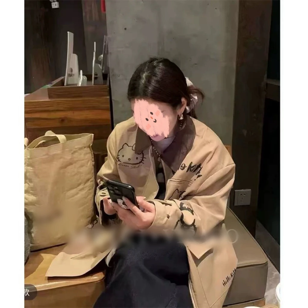清妍早秋韩代宽松慵懒感卡通印花夹克外套2628