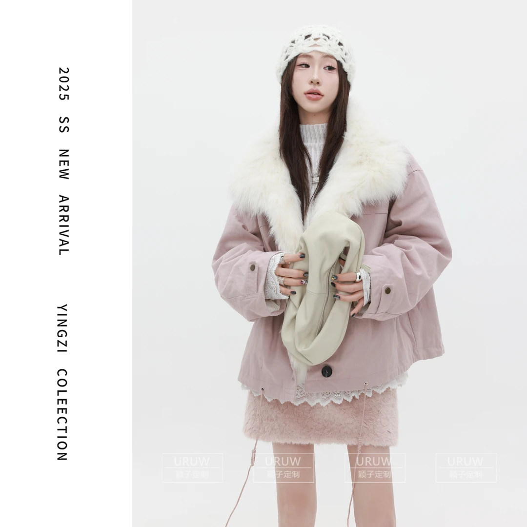 颖子定制【篝火叙事】休闲风狐狸毛领羽绒服冬季保暖百搭羽绒服2173